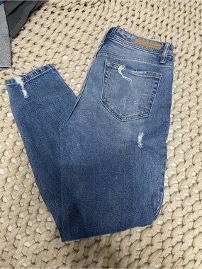 Cello Women's Dark Blue Distressed Skinny Jeans